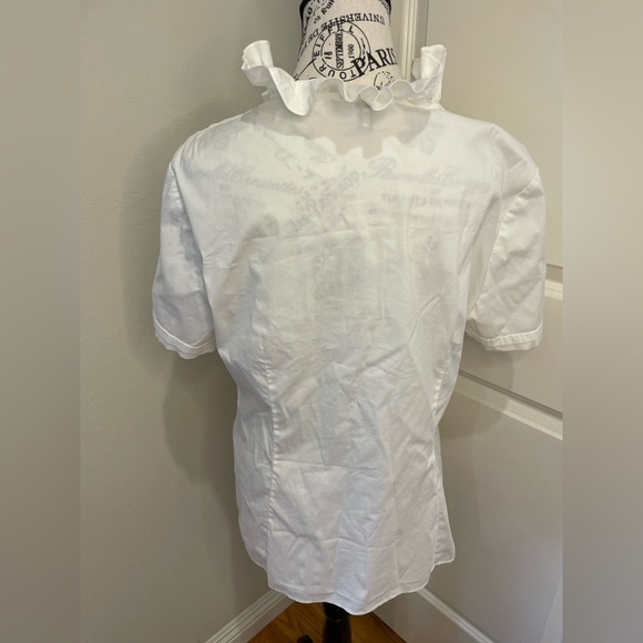 Lafayette 1448 New York off White Ruffle Short Sleeved Blouse size 12 - Picture 4 of 11